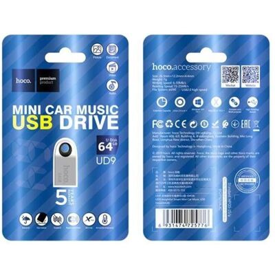 Hoco Pendrive įžvalgus UD9, 64 Go (6931474725776) (64 Go, USB-A), Clé USB, Argent Hoco Pendrive įžvalgus UD9, 64 Go (6931474725776) (64 Go, USB-A), Clé USB, Argent