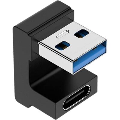 PowerGuard USB-A vers USB-C 180 degrés d'angle en forme de U vers le bas adaptateur (mâle/femelle), Adaptateur USB, Noir PowerGuard USB-A vers USB-C 180 degrés d'angle en forme de U vers le bas adaptateur (mâle/femelle), Adaptateur USB, Noir