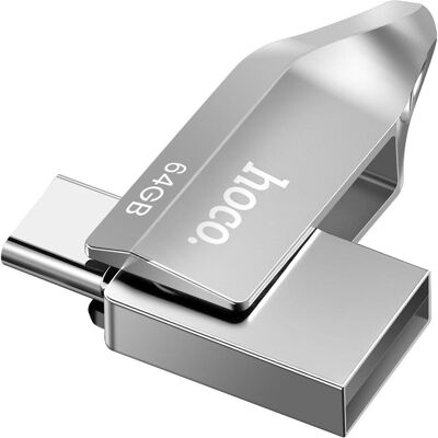 Hoco Memory cards pendrive USB A + USB C UD8 64GB USB3.0 (64 Go, USB-A, USB-C), Clé USB, Gris Hoco Memory cards pendrive USB A + USB C UD8 64GB USB3.0 (64 Go, USB-A, USB-C), Clé USB, Gris
