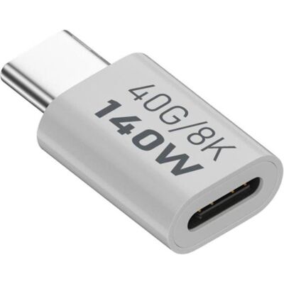 PowerGuard Adaptateur USB-C Short Extension Male/Female USB 3.1 140W 40 GBit/s, Adaptateur USB, Blanc, Argent PowerGuard Adaptateur USB-C Short Extension Male/Female USB 3.1 140W 40 GBit/s, Adaptateur USB, Blanc, Argent