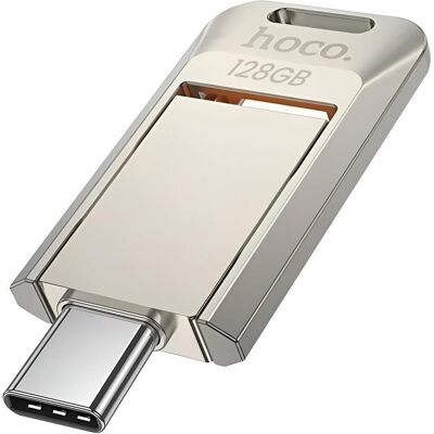 Hoco Memory cards pendrive USB A + USB C UD17 128GB USB3.0 (128 Go, USB-C), Clé USB, Gris, Argent Hoco Memory cards pendrive USB A + USB C UD17 128GB USB3.0 (128 Go, USB-C), Clé USB, Gris, Argent
