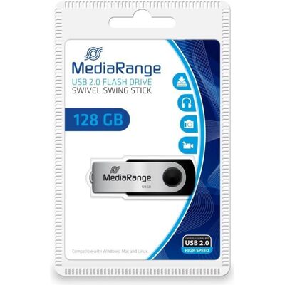 MediaRange MEMORY DRIVE FLASH USB2 128GB/MR913 (128 Go, USB-A), Clé USB, Noir, Argent MediaRange MEMORY DRIVE FLASH USB2 128GB/MR913 (128 Go, USB-A), Clé USB, Noir, Argent