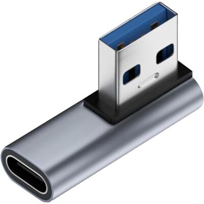PowerGuard USB-A vers USB-C 90 degrés angle gauche plat adaptateur (mâle/femelle), Adaptateur USB, Noir PowerGuard USB-A vers USB-C 90 degrés angle gauche plat adaptateur (mâle/femelle), Adaptateur USB, Noir