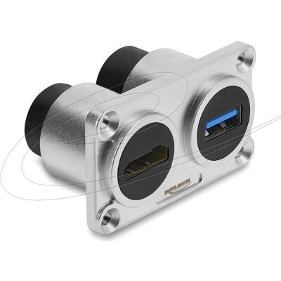 Delock Prise double encastrable : prise USB Type A 5 Gbps + prise HDMI 4K, couleur argent (91168), Adaptateur vidéo, Argent Delock Prise double encastrable : prise USB Type A 5 Gbps + prise HDMI 4K, couleur argent (91168), Adaptateur vidéo, Argent
