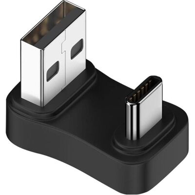 PowerGuard USB-A vers USB-C 180 degrés d'angle en forme de U vers le bas adaptateur (mâle/mâle) (USB-A, USB-C), Adaptateur USB, Noir PowerGuard USB-A vers USB-C 180 degrés d'angle en forme de U vers le bas adaptateur (mâle/mâle) (USB-A, USB-C), Adaptateur USB, Noir