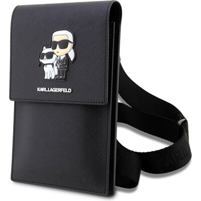 Karl Lagerfeld Torebka KLWBSAKCPMK czarny/black Saffiano Karl & Choupette (Apple iPhone 15), Coque pour téléphone portable, Noir Karl Lagerfeld Torebka KLWBSAKCPMK czarny/black Saffiano Karl & Choupette (Apple iPhone 15), Coque pour téléphone portable, Noir
