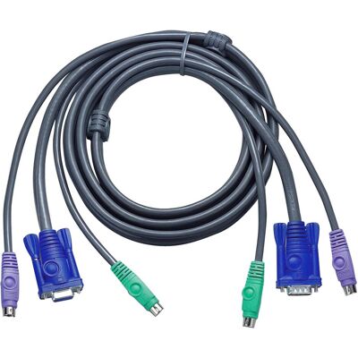 Aten Câble clavier/vidéo/souris (KVM) PS/2 de 10ft, Câble pour commutateur KVM Aten Câble clavier/vidéo/souris (KVM) PS/2 de 10ft, Câble pour commutateur KVM