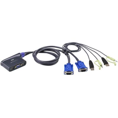 Aten 2-Port USB KVM Switch, Commutateur KVM, Bleu Aten 2-Port USB KVM Switch, Commutateur KVM, Bleu