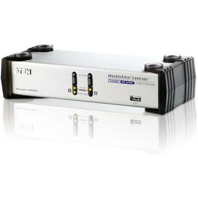 Aten CS1742, commutateur KVM à 2 ports avec hub USB et double vue VGA, Commutateur KVM, Gris Aten CS1742, commutateur KVM à 2 ports avec hub USB et double vue VGA, Commutateur KVM, Gris