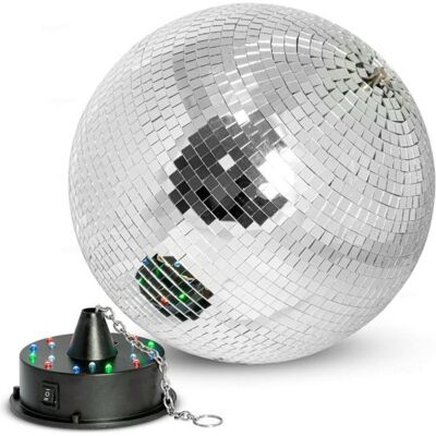 Relaxdays Effets lumineux boule à facettes (20 cm), Boule à facettes, Noir, Argent Relaxdays Effets lumineux boule à facettes (20 cm), Boule à facettes, Noir, Argent