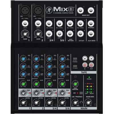 Mackie Mix8 (Studio et mixeur live), Table de mixage, Noir Mackie Mix8 (Studio et mixeur live), Table de mixage, Noir
