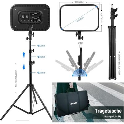 Neewer Lot de 2 panneaux lumineux vidéo LED RGB168 de 18,3 pouces (Lumière vidéo), Lumière continue, Multicolore Neewer Lot de 2 panneaux lumineux vidéo LED RGB168 de 18,3 pouces (Lumière vidéo), Lumière continue, Multicolore