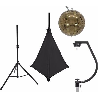 EuroLite Set boule miroir 30cm or avec trépied et voile noir (30 cm), Boule à facettes, Or EuroLite Set boule miroir 30cm or avec trépied et voile noir (30 cm), Boule à facettes, Or