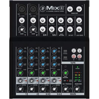 Mackie Mix8 (Studio et mixeur live), Table de mixage, Noir Mackie Mix8 (Studio et mixeur live), Table de mixage, Noir