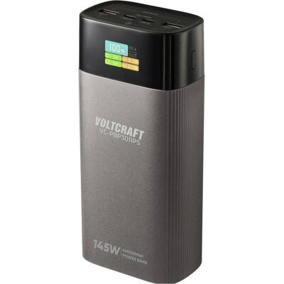 Voltcraft VC-PBP3011PS Powerbank 40000 mAh USB PD 3.0 LiFe Silber (matt) Status (40000 mAh, 145 W), Chargeur de secours, Gris, Argent Voltcraft VC-PBP3011PS Powerbank 40000 mAh USB PD 3.0 LiFe Silber (matt) Status (40000 mAh, 145 W), Chargeur de secours, Gris, Argent