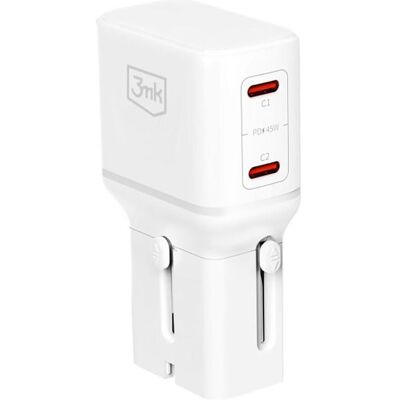 3MK, Adaptateur de voyage, Ładowarka incharge Globe 45W™ 2C PD QC4+ PPS SCP AFCUS/EU/AUS/UK White 3MK, Adaptateur de voyage, Ładowarka incharge Globe 45W™ 2C PD QC4+ PPS SCP AFCUS/EU/AUS/UK White