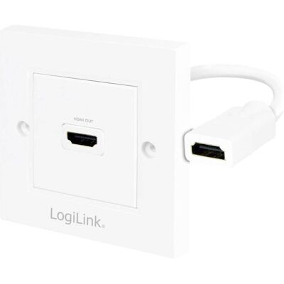 LogiLink Prise murale HDMI avec 1x HDMI femelle, Adaptateur vidéo, Blanc LogiLink Prise murale HDMI avec 1x HDMI femelle, Adaptateur vidéo, Blanc