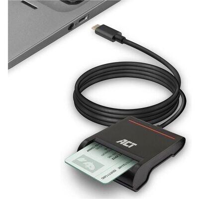 ACT External USB-C Smartcard eID Card Reader, Sécurité notebook, Noir ACT External USB-C Smartcard eID Card Reader, Sécurité notebook, Noir