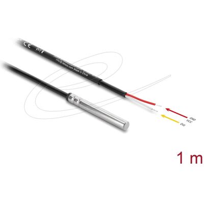 Delock Temperaturfühler-Kabel mit 2 x offene Kabelenden DS18, Métrologie, Noir Delock Temperaturfühler-Kabel mit 2 x offene Kabelenden DS18, Métrologie, Noir