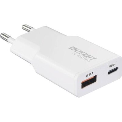 Voltcraft UC-1C1A25W01 USB Ladegerät 25 W 1x USB-A, 1x USB-C Fast Charge, USB P (25 W, 2 ports), Chargeur USB, Blanc Voltcraft UC-1C1A25W01 USB Ladegerät 25 W 1x USB-A, 1x USB-C Fast Charge, USB P (25 W, 2 ports), Chargeur USB, Blanc
