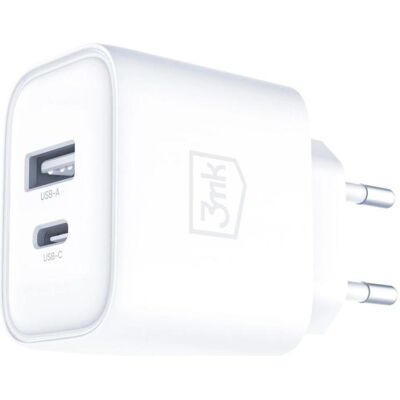 3MK - Chargeur mural DualCharge - USB QC 3.0, Type-C PD3.0, 20 W - Blanc (20 W, 2 ports), Chargeur USB, Blanc 3MK - Chargeur mural DualCharge - USB QC 3.0, Type-C PD3.0, 20 W - Blanc (20 W, 2 ports), Chargeur USB, Blanc
