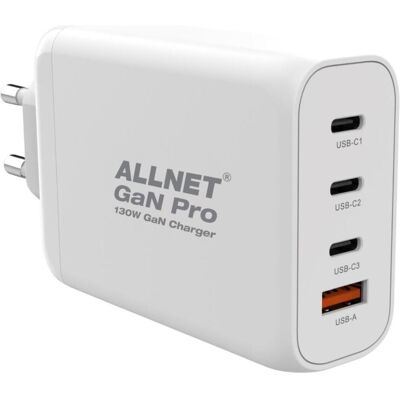 Allnet ply 130 watt 1x usb type-a qc 3x usb type-c**eu plug** (130 W, 4 ports), Chargeur USB, Noir Allnet ply 130 watt 1x usb type-a qc 3x usb type-c**eu plug** (130 W, 4 ports), Chargeur USB, Noir