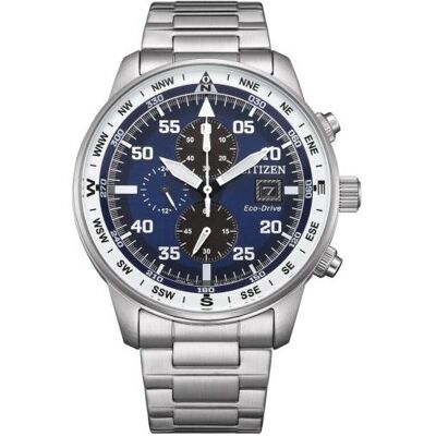 Citizen Montre, Aviator Crono CA0880-58L, Argent, (Chronographe, Horloge analogique, 44 mm) Citizen Montre, Aviator Crono CA0880-58L, Argent, (Chronographe, Horloge analogique, 44 mm)