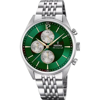 Festina, Montre, Chronographe Timeless, Argent, (Chronographe, 41.50 mm) Festina, Montre, Chronographe Timeless, Argent, (Chronographe, 41.50 mm)
