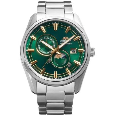 Orient, Montre, Stretto Soleil et Lune, Vert, Argent, (Horloge analogique, 42 mm) Orient, Montre, Stretto Soleil et Lune, Vert, Argent, (Horloge analogique, 42 mm)