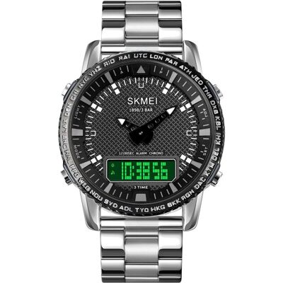 Skmei, Montre, 1898SIBK Herrenuhr + BOX, Noir, Argent, (45 mm) Skmei, Montre, 1898SIBK Herrenuhr + BOX, Noir, Argent, (45 mm)