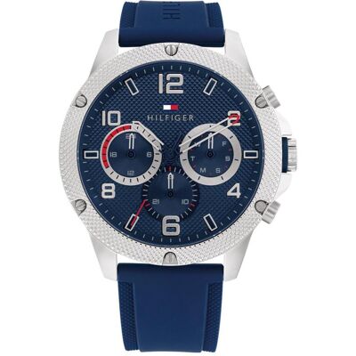 Tommy Hilfiger, Montre, Blaze, Turquoise, Argent, Bleu, (Horloge analogique, 46 mm) Tommy Hilfiger, Montre, Blaze, Turquoise, Argent, Bleu, (Horloge analogique, 46 mm)