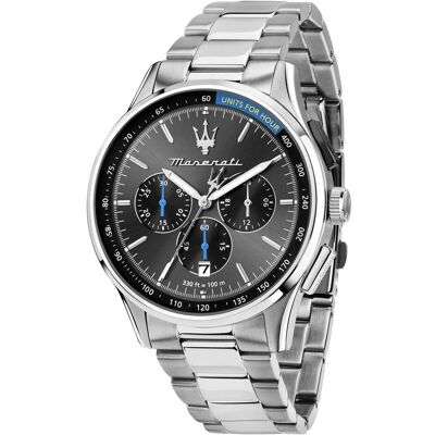 Maserati, Montre, Sorpasso, Gris, Argent, (Chronographe, Horloge analogique, 42 mm) Maserati, Montre, Sorpasso, Gris, Argent, (Chronographe, Horloge analogique, 42 mm)