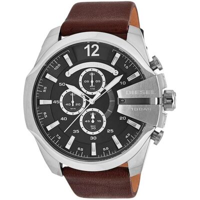 Diesel, Montre, Mega Chief, Marron, Noir, Gris, Argent, (Chronographe, Horloge analogique, 51 mm) Diesel, Montre, Mega Chief, Marron, Noir, Gris, Argent, (Chronographe, Horloge analogique, 51 mm)
