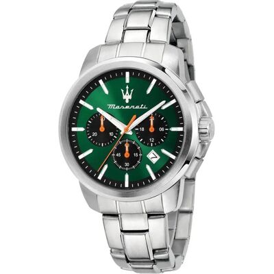 Maserati, Montre, Successo, Argent, Vert, (Chronographe, Horloge analogique, 42 mm) Maserati, Montre, Successo, Argent, Vert, (Chronographe, Horloge analogique, 42 mm)