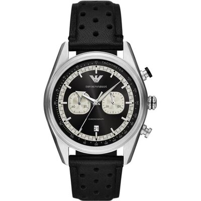 Giorgio Armani Emporio Armani, Montre, Racer, Argent, Noir, (Chronographe, Horloge analogique, 42 mm) Giorgio Armani Emporio Armani, Montre, Racer, Argent, Noir, (Chronographe, Horloge analogique, 42 mm)