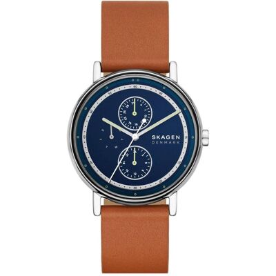 Skagen, Montre, Signatur, Bleu, Marron, Beige, Turquoise, Argent, (Horloge analogique, 40 mm) Skagen, Montre, Signatur, Bleu, Marron, Beige, Turquoise, Argent, (Horloge analogique, 40 mm)