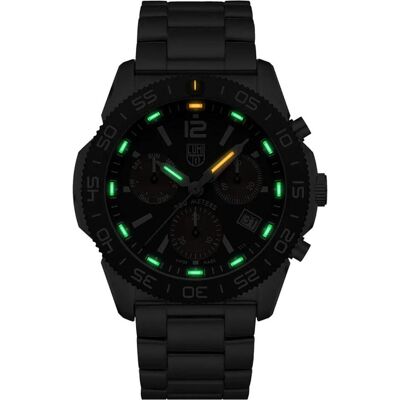 Luminox, Montre, Pacific Diver Chrono 3140 Series, Rouge, Orange, Vert, Noir, Argent, (Chronographe, 44 mm) Luminox, Montre, Pacific Diver Chrono 3140 Series, Rouge, Orange, Vert, Noir, Argent, (Chronographe, 44 mm)