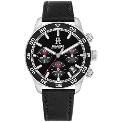 Tommy Hilfiger, Montre, - TH85 Chronograph 1792162, Noir, Argent, (Chronographe, 41 mm) Tommy Hilfiger, Montre, - TH85 Chronograph 1792162, Noir, Argent, (Chronographe, 41 mm)