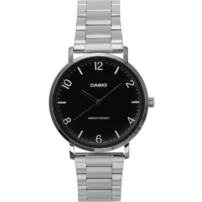 Casio Montre, Herrenuhr MTP-VT03D-1BDF + Box, Argent, Noir, (40 mm) Casio Montre, Herrenuhr MTP-VT03D-1BDF + Box, Argent, Noir, (40 mm)