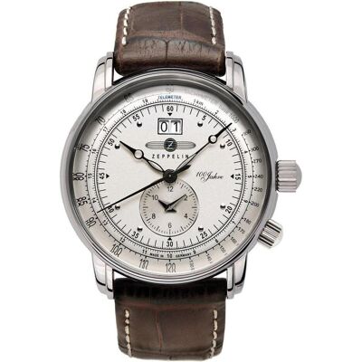 Zeppelin, Montre, 100 ans, Marron, Argent, Blanc, (Horloge analogique, 42 mm) Zeppelin, Montre, 100 ans, Marron, Argent, Blanc, (Horloge analogique, 42 mm)