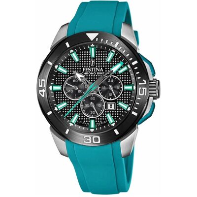 Festina, Montre, Chrono Bike, Vert, Argent, Noir, (Chronographe, 47 mm) Festina, Montre, Chrono Bike, Vert, Argent, Noir, (Chronographe, 47 mm)