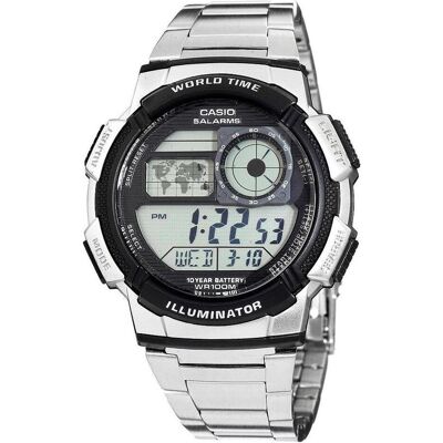 Casio Montre, Illuminateur, Noir, Gris, Argent, (Horloge numérique, 44 mm) Casio Montre, Illuminateur, Noir, Gris, Argent, (Horloge numérique, 44 mm)