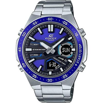 Casio Montre, Edifice, Argent, Bleu, (47 mm) Casio Montre, Edifice, Argent, Bleu, (47 mm)