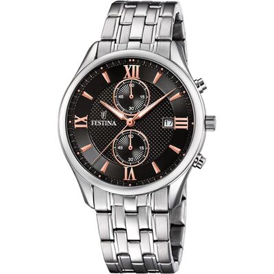 Festina, Montre, Chronographe Timeless, Argent, (Chronographe, Horloge analogique, 42 mm) Festina, Montre, Chronographe Timeless, Argent, (Chronographe, Horloge analogique, 42 mm)
