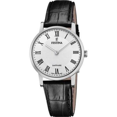Festina, Montre, Swiss made, Noir, Argent, (Horloge analogique, 29 mm) Festina, Montre, Swiss made, Noir, Argent, (Horloge analogique, 29 mm)