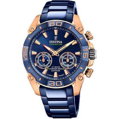 Festina, Montre, Chrono Bike Connected Hybrid, Bleu, (Chronographe, 46 mm) Festina, Montre, Chrono Bike Connected Hybrid, Bleu, (Chronographe, 46 mm)