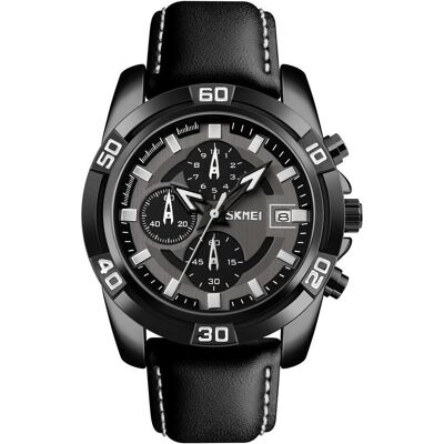 Skmei, Montre, 9156BKBK Herrenuhr + BOX, Noir, (Chronographe, 46 mm) Skmei, Montre, 9156BKBK Herrenuhr + BOX, Noir, (Chronographe, 46 mm)