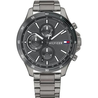 Tommy Hilfiger, Montre, Banque, Gris, (Horloge analogique, 46 mm) Tommy Hilfiger, Montre, Banque, Gris, (Horloge analogique, 46 mm)