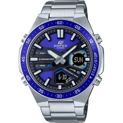 Casio Montre, Edifice, Argent, Bleu, (47 mm) Casio Montre, Edifice, Argent, Bleu, (47 mm)