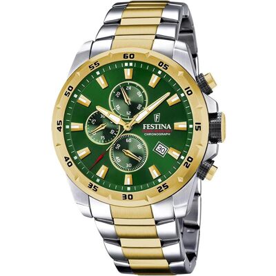 Festina, Montre, Chronographe Sport, Or, Argent, (Chronographe, 45 mm) Festina, Montre, Chronographe Sport, Or, Argent, (Chronographe, 45 mm)